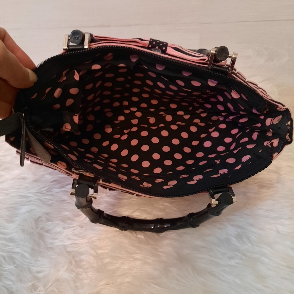 Handmade pink layered ribbon bag purse - Picture 3 of 5
